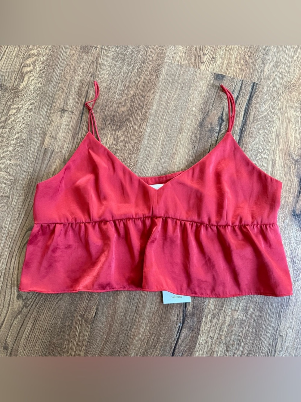Aritzia Wilfred Lover Crop Top Peplum in Barberry Red NWT